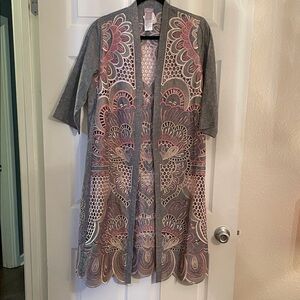 Chico's Gray and Pink Patterned Cape